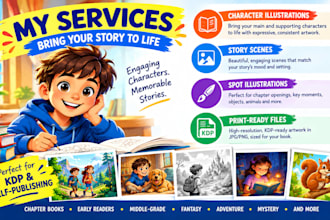 create children chapter book illustration for KDP and self publishing
