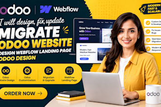 design, fix, update migrate odoo website design webflow landing page odoo design