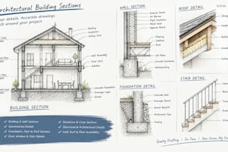 draw building sections, wall sections and construction details in autocad