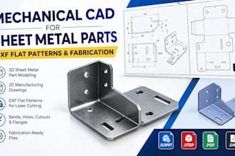 mechanical cad for sheet metal parts, dxf flat patterns and fabrication