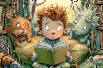 make children illustration and book cover in story