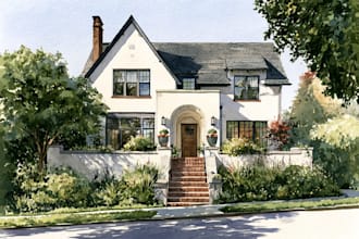 watercolor portrait of house or landscape for you