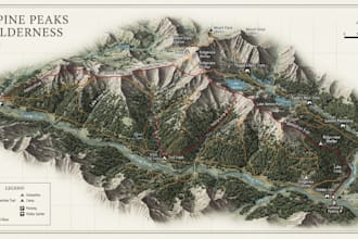design custom hiking trail map, park map, adventure map and outdoor map
