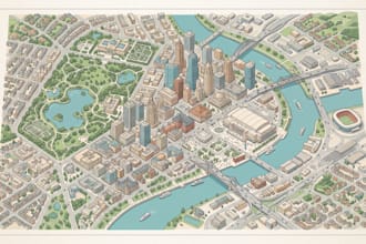 create custom illustrated city map for business and events