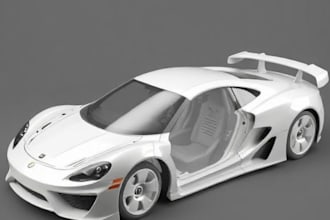 create a 3d car body kit design and realistic car render