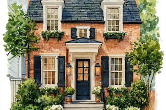 paint dreamy watercolor cottage and garden
