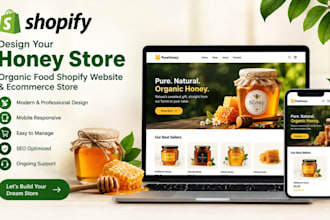 design shopify honey store, organic food shopify website and ecommerce store