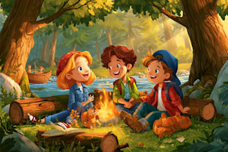 draw whimsical children book illustration for kids books