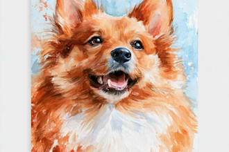 create art watercolor pet animal portrait
