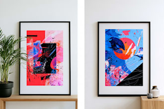 create elegant abstract wall art in oil painting style