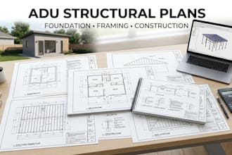 do fl, ca, ny, nj, tx, adu foundation, framing structural plans for construction