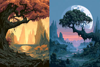 amazing fantasy landscape illustration