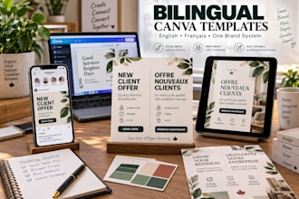 design bilingual english french canva social media templates, quebec business