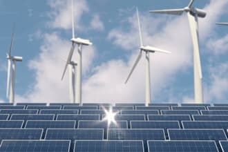 model and animate wind turbines and solar power plants in 3d