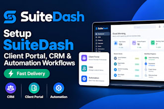 setup suitedash, suitedash client portal CRM and automation workflows