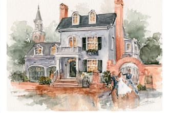 draw a digital watercolor home illustration