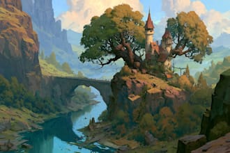 do fantasy landscape illustrations