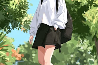 anime character an illustration and anime character