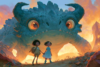 create whimsical children book cover artwork