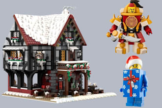 design custom 3d lego car, christmas gift moc and minifigure with instructions