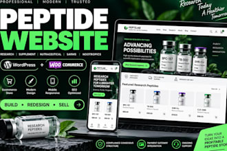 build wordpress peptide website, research peptide store and woocommerce website