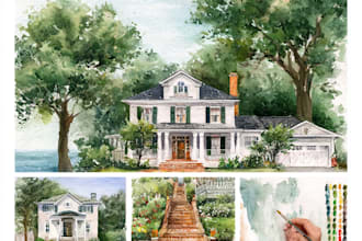 do digital watercolor home portrait illustration