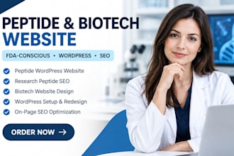 fda compliant peptide wordpress website, research peptide SEO, biotech website
