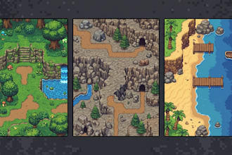create pixel art tilesets, tile maps and rpg environments in 32x32 and 64x64 rpg