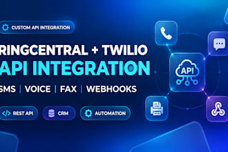 build ringcentral API and twilio integration with SMS fax and webhooks