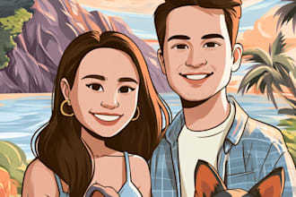 couple portrait wedding portrait illustration