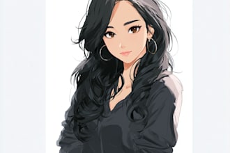 draw an anime character illustration for commercial use