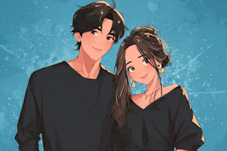 draw anime couple,oc couple,romantic art for you