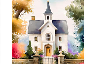 create unique watercolor house design