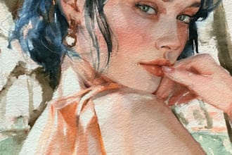 watercolor portrait painting, photo to watercolor portrait