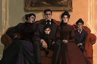 draw your family portrait as a cartoon