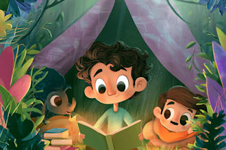 draw children book illustrations and children book cover