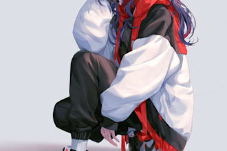 draw an anime illustration, character illustration