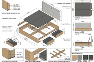 create furniture technical drawings shop drawings blueprints cad shop drawings