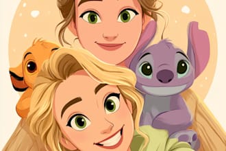 create a disney cartoon illustration
