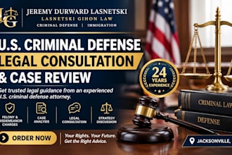 provide US criminal defense legal consultation and case review