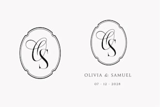 make wedding logo, wedding monogram, floral, invitation or initials design