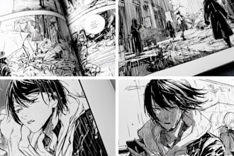 draw a comic illustrations for your anime and manga book pages