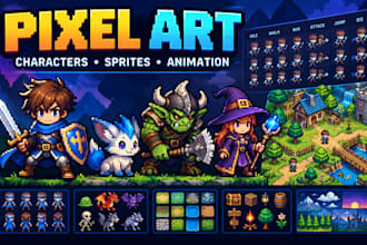 pixel art animation pixel art sprite sheet character pixel art scene game assets