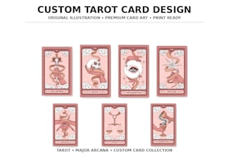 design custom tarot cards, oracle cards and mystical illustrations