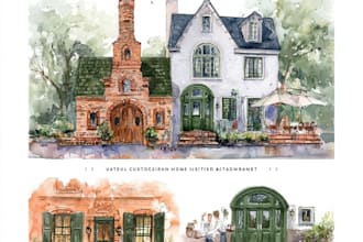draw a personalized house portrait with couples or family illustration