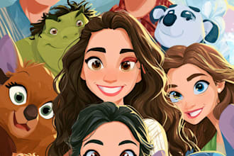 create a disney cartoon illustration