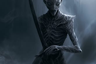draw dark horror gloomy art for tcg card