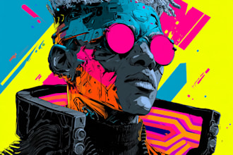 create a cyberpunk character cartoon, anime or