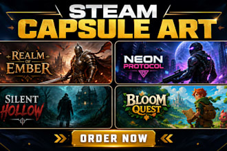 design steam capsule art, game cover art, and steam artwork for your indie game
