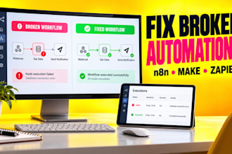 troubleshoot, debug, fix n8n, make and zapier automation errors